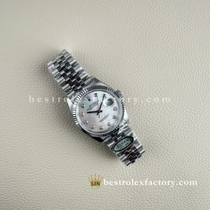 The Best Replica Rolex DateJust 36mm 904L Oystersteel 126234-0019 Super Clone 3235 Movement White Gold Wrap Fluted Bezel Mother of Pearl Dial Jubilee five-piece links Waterproof Clean factory Made