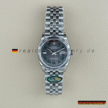 Rolex Datejust 126234-0045 Wimbledon Zifferblatt, 36mm, Weiße Gold Lünette – Super Clone by Clean Factory