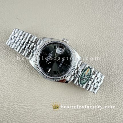 The Best Replica Rolex DateJust 36mm 904L Oystersteel 126234-0045 Super Clone 3235 Movement White Gold Wrap Fluted Bezel Slate Grey Wimbledon Dial Jubilee five-piece links Waterproof Clean factory Made