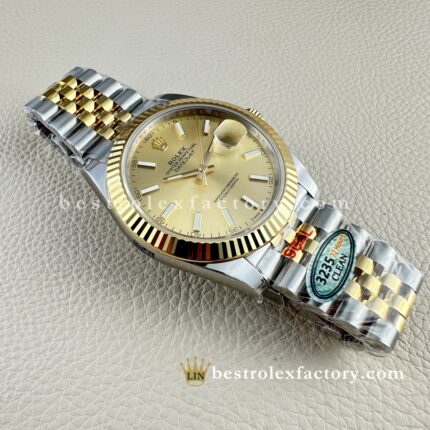 The Best Replica Rolex DateJust 41mm 904L Oystersteel 126333-0010 Super Clone 3235 Movement Yellow Gold Wrap Fluted Bezel Yellow Gold Dial Jubilee five-piece links Waterproof Clean factory Made