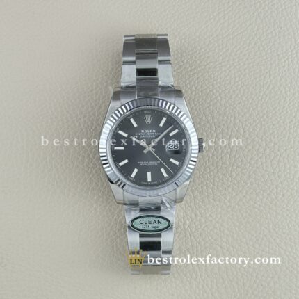 The Best Replica Rolex DateJust 41mm 904L Oystersteel 126334-0013 Super Clone 3235 Movement White Gold Wrap Fluted Bezel Grey Dial Oyster three-piece links Waterproof Clean factory Made