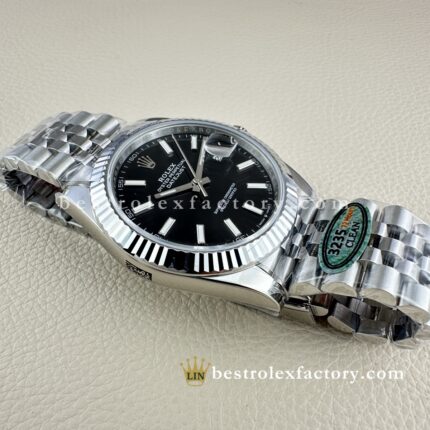 The Best Replica Rolex DateJust 41mm 904L Oystersteel 126334-0018 Super Clone 3235 Movement White Gold Wrap Fluted Bezel Black Dial Jubilee five-piece links Waterproof Clean factory Made