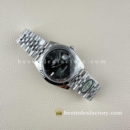 The Best Replica Rolex DateJust 41mm 904L Oystersteel 126334-0022 Super Clone 3235 Movement White Gold Wrap Fluted Bezel Grey Wimbledon Roman Dial Jubilee five-piece links Waterproof Clean factory Made