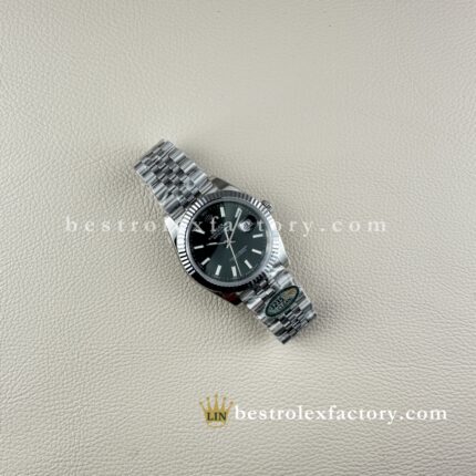 The Best Replica Rolex DateJust 41mm 904L Oystersteel 126334-0028 Super Clone 3235 Movement White Gold Wrap Fluted Bezel Green Dial Jubilee five-piece links Waterproof Clean factory Made