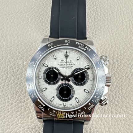 Clean Factory Rolex Daytona 116519LN-0038 Meteorite Grey Black Dial Oysterflex Rubber Strap Cerachrom Bezel Super Clone Chronograph waterproof Best replica 4130 Movement