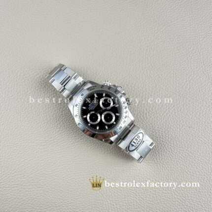 Clean Factory Rolex Daytona 116520-0015 40mm Black Dial Super Clone Chronograph waterproof Bezel Best replica 4130 Movement