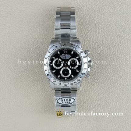 Clean Factory Rolex Daytona 116520-0015 40mm Black Dial Super Clone Chronograph waterproof Bezel Best replica 4130 Movement