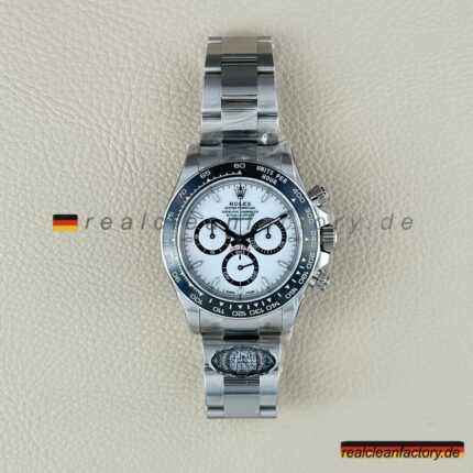 Clean Factory Rolex Daytona 126500LN-0001 Panda | Weißes Zifferblatt Schwarze Subdials | 4131 Uhrwerk | Perfektes Schneckenmuster