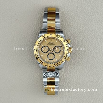 Clean Factory Rolex Daytona 126503-0004 Champagne Dial Two-tone 18k Gold wrapped Super Clone Chronograph waterproof Best replica 4131 Movement