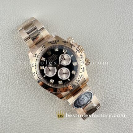Clean Factory Rolex Daytona 126505-0002 Black Panda Dial Rose Gold Bezel Rose Gold wrapped Super Clone Chronograph waterproof Best replica 4131 Movement