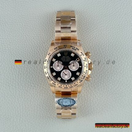 Rolex Daytona 126505-0002 Everose Gold Schwarzes Zifferblatt Sundust Moissanit Clean Factory Super Clone