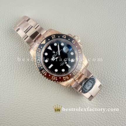 Real Clean factory Rolex GMT-Master II Root Beer 126715CHNR-0001 The best replica and upgraded real rose gold wrapped Oyster Bracelet Ceramic Bezel Super Clone 3285 Movement