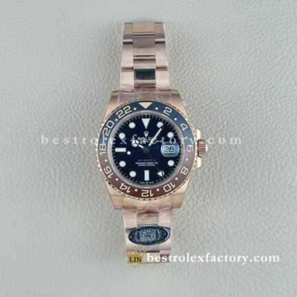 Real Clean factory Rolex GMT-Master II Root Beer 126715CHNR-0001 The best replica and upgraded real rose gold wrapped Oyster Bracelet Ceramic Bezel Super Clone 3285 Movement