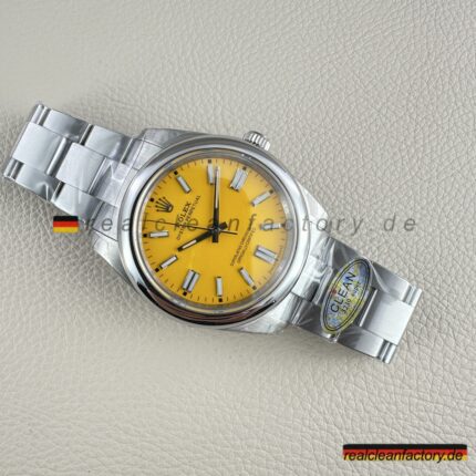 Clean Factory Rolex Oyster Perpetual 124300-0004 Gelb Zifferblatt Super Clone 41mm