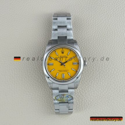 Clean Factory Rolex Oyster Perpetual 124300-0004 Gelb Zifferblatt Super Clone 41mm