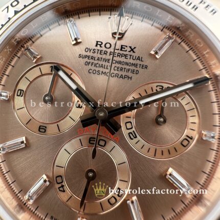 Clean Factory Rolex Daytona 116505-0012 Everose Diamond baguette Pink Dial Real 18K Rose Gold Wrap Bracelet Swiss super clone 4130