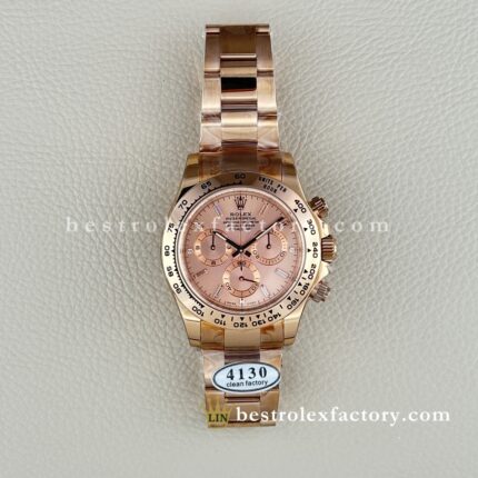 Clean Factory Rolex Daytona 116505-0012 Everose Diamond baguette Pink Dial Real 18K Rose Gold Wrap Bracelet Swiss super clone 4130