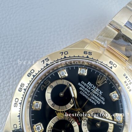 Clean Factory Rolex Daytona 116508-0016 Yellow gold case Diamond Black Dial Real Yellow Gold Wrap Bracelet Swiss super clone 4130