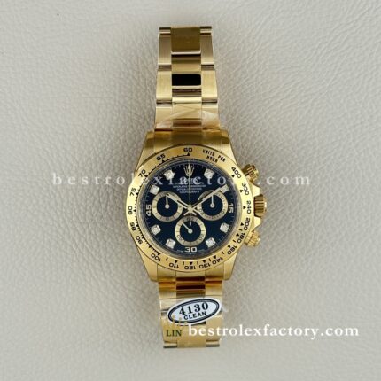Clean Factory Rolex Daytona 116508-0016 Yellow gold case Diamond Black Dial Real Yellow Gold Wrap Bracelet Swiss super clone 4130