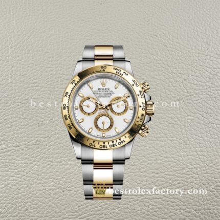 Clean Factory Rolex Daytona 116503-0001 White Index Dial Two-tone 18k Gold wrapped Super Clone Chronograph waterproof Best replica 4130 Movement