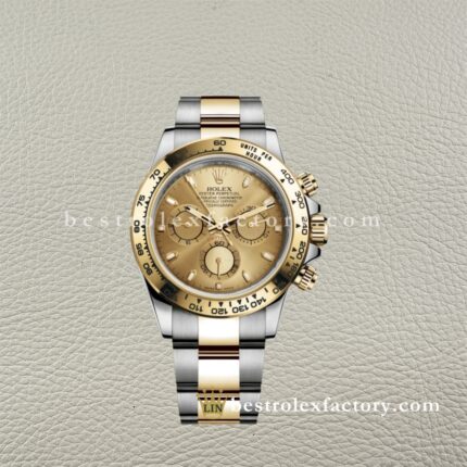 Clean Factory Rolex Daytona 116503-0003 Champagne Index Dial Two-tone 18k Gold wrapped Super Clone Chronograph waterproof Best replica 4130 Movement