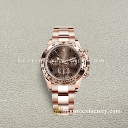 Clean Factory Rolex Daytona 116505-0004 Chocolate Arabic Numerals Dial Real 18K Rose Gold Wrap Bracelet Swiss super clone 4130