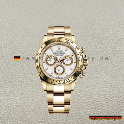Rolex Daytona 116508 Weißes Zifferblatt Gelbgold – Clean Factory Super Clone V3
