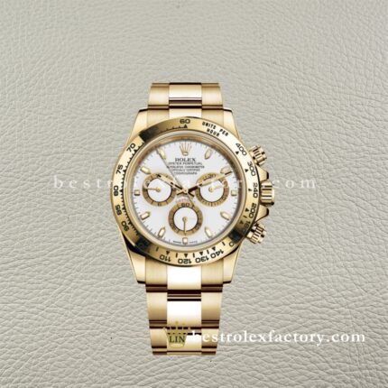 Clean Factory Rolex Daytona 116508-0001 Yellow gold case White Index Dial Real Yellow Gold Wrap Bracelet Swiss super clone 4130