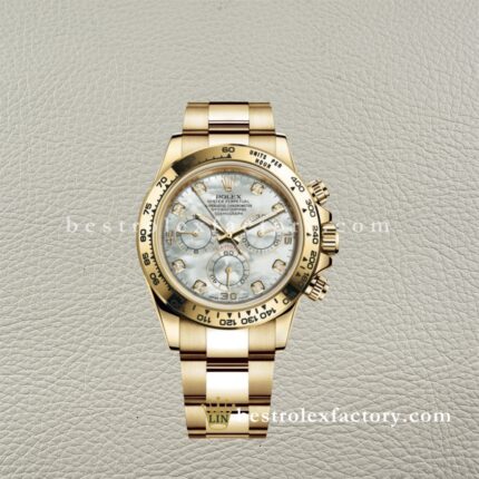 Clean Factory Rolex Daytona 116508-0007 Yellow gold case White mother of Pearl Diamond Dial Real Yellow Gold Wrap Bracelet Swiss super clone 4130