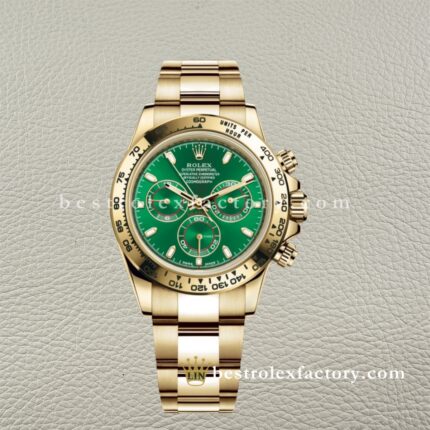Clean Factory Rolex Daytona 116508-0013 Yellow gold case Green Index Dial with Red Accents Dial Real Yellow Gold Wrap Bracelet Swiss super clone 4130