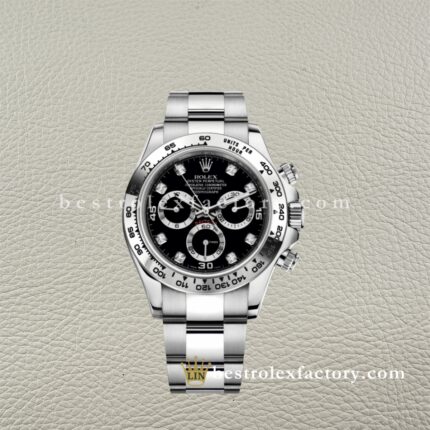 Clean Factory Rolex Daytona 116509-0055 Black Diamond Dial White Gold Bezel Super Clone Chronograph waterproof Best replica 4130 Movement
