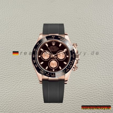 Rolex Daytona 116515LN-0017 Roségold Schwarz Oysterflex – Clean Factory Super Clone