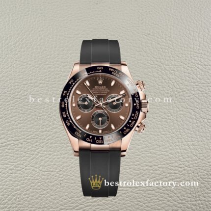 Clean Factory Rolex Daytona 116515LN-0041 Chocolate & Black Index Dial Oysterflex Rubber Strap Cerachrom Bezel Super Clone Chronograph waterproof Best replica 4130 Movement