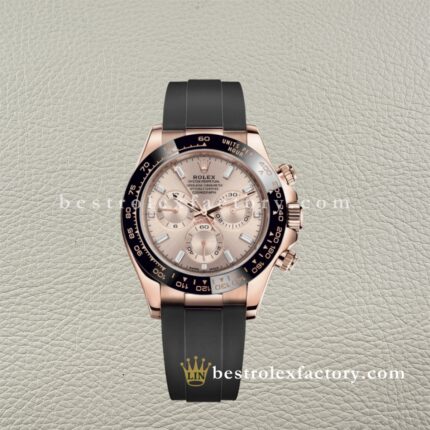 Clean Factory Rolex Daytona 116515LN-0061 Sundust Diamond Dial Oysterflex Rubber Strap Cerachrom Bezel Super Clone Chronograph waterproof Best replica 4130 Movement
