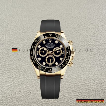 Rolex Daytona 116518LN-0078 Yellow Gold Black Moissanite Dial – Clean Factory Super Clone
