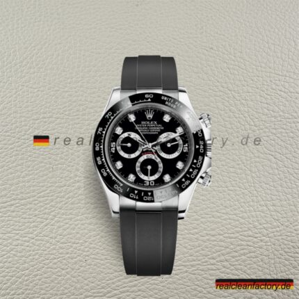 Rolex Daytona 116519LN-0022 White Gold Black Moissanite Dial – Clean Factory Super Clone