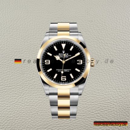 Our Clean Factory Explorer M124273 | 36mm Two-Tone Gold Steel | The Right Rep