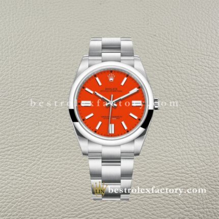 Clean Factory Rolex Oyster Perpetual 124300-0007 41mm Coral Red Dial 904L Steel super clone 3230 Movement