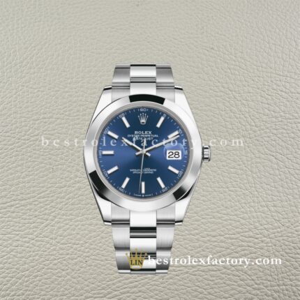 The Best Replica Rolex DateJust 41mm 126300-0001 Super Clone 3235 Movement Smooth Bezel Blue Dial 904L Oystersteel Oyster three-piece links Waterproof Clean factory Made