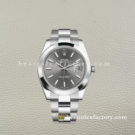 The Best Replica Rolex DateJust 41mm 126300-0007 Super Clone 3235 Movement Smooth Bezel Rhodium Grey Dial 904L Oystersteel Oyster three-piece links Waterproof Clean factory Made