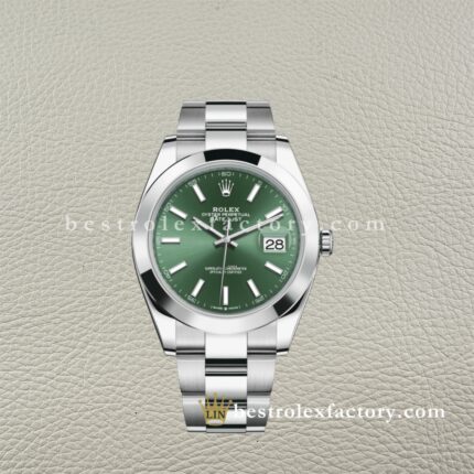 The Best Replica Rolex DateJust 41mm 126300-0019 Super Clone 3235 Movement Smooth Bezel Green Dial 904L Oystersteel Oyster three-piece links Waterproof Clean factory Made