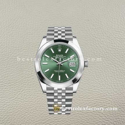 The Best Replica Rolex DateJust 41mm 126300-0020 Super Clone 3235 Movement Smooth Bezel Green Dial 904L Oystersteel Jubilee five-piece links Waterproof Clean factory Made