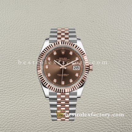 The Best Replica Rolex DateJust 41mm 126331-0004 Super Clone 3235 Movement Two-Tone Rose Gold Wrap Fluted Bezel Chocolate Diamond Dial 904L Oystersteel Jubilee five-piece links Waterproof Clean factory Made