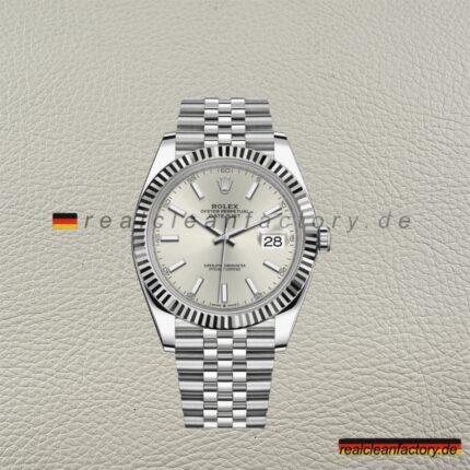 Rolex Datejust 126334-0004 Silber Super Clone – Clean Factory 1:1 Replica mit Weißgold & Jubilee