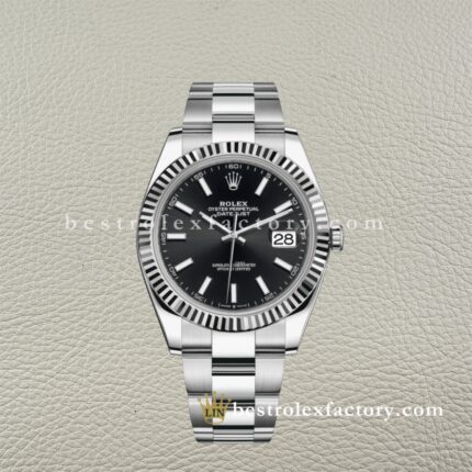 The Best Replica Rolex DateJust 41mm 904L Oystersteel 126334-0017 Super Clone 3235 Movement White Gold Wrap Fluted Bezel Black Dial Oyster three-piece links Waterproof Clean factory Made