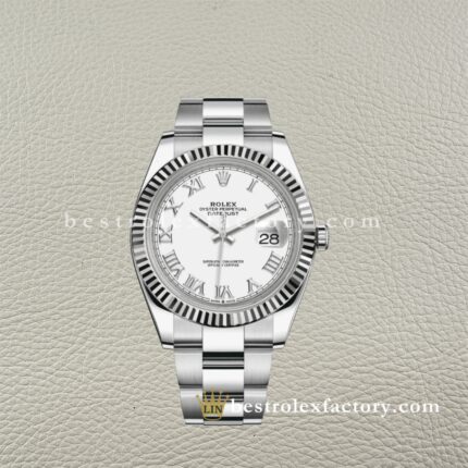 The Best Replica Rolex DateJust 41mm 904L Oystersteel 126334-0023 Super Clone 3235 Movement White Gold Wrap Fluted Bezel White Dial Oyster three-piece links Waterproof Clean factory Made