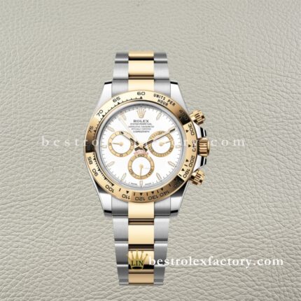 Clean Factory Rolex Daytona 126503-0001 White Index Dial Two-tone 18k Gold wrapped Super Clone Chronograph waterproof Best replica 4131 Movement