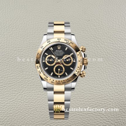 Clean Factory Rolex Daytona 126503-0003 Black Index Dial Two-tone 18k Gold wrapped Super Clone Chronograph waterproof Best replica 4131 Movement