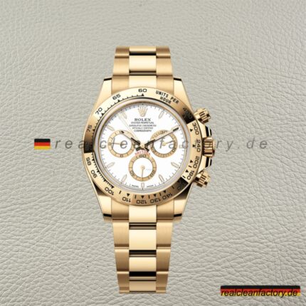 Rolex Daytona 126508-0001 Gelbgold Weißes Zifferblatt – Clean Factory Super Clone