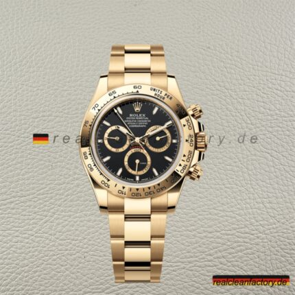 Rolex Daytona 126508-0004 Gelbgold Schwarz Zifferblatt – Clean Factory Super Clone Replica